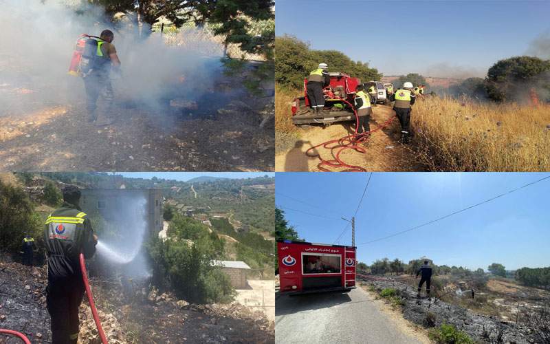 الدفاع المدني في جبل عامل الثانية يستبسل في إخماد حرائق أشعلها العدو