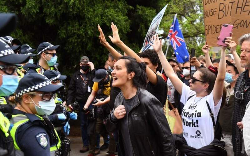 تظاهرات مناهظة للإغلاق في مدينة ملبورن الأسترالية